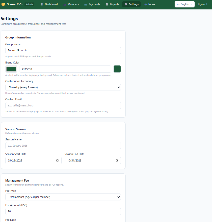 Admin Settings Desktop